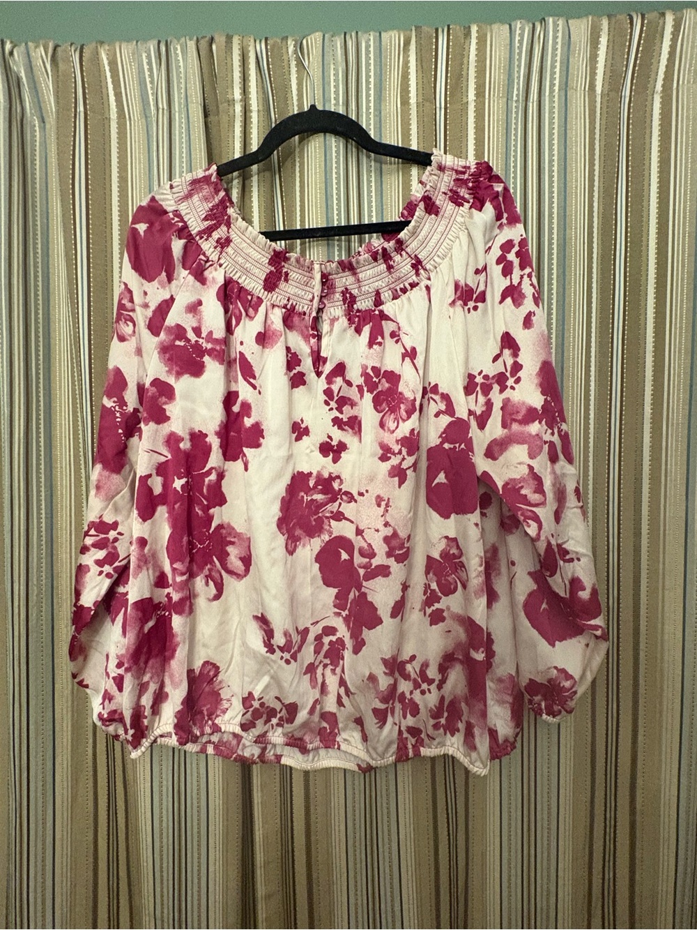 Fashion Bug Cream Blouse with Pink Floral Print